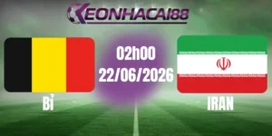 kèo bóng đá bỉ vs iran 22/06/2026
